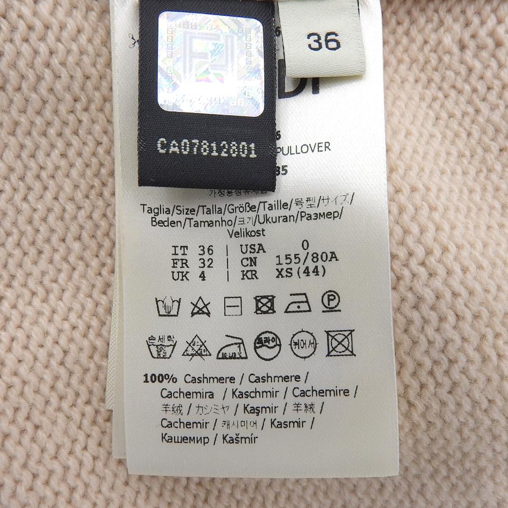 FENDI Good condition Calligraphy cashmere short knit top for women, pink beige, size 36, FZX699 tops 36 pink beigeUsed