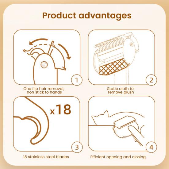 Pet Grooming Brush Self Cleaning Rake Cats Hair Removal Tool Deshedding Comb Removes Loose Undercoat for Long Haired Cats Dogs