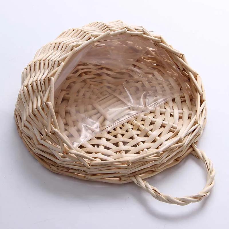 Handmade Wicker Flower Pot Wall Mount Rattan Basket Hanging Planter Basket Home Garden Decor Woven Rattan Vase Baskets