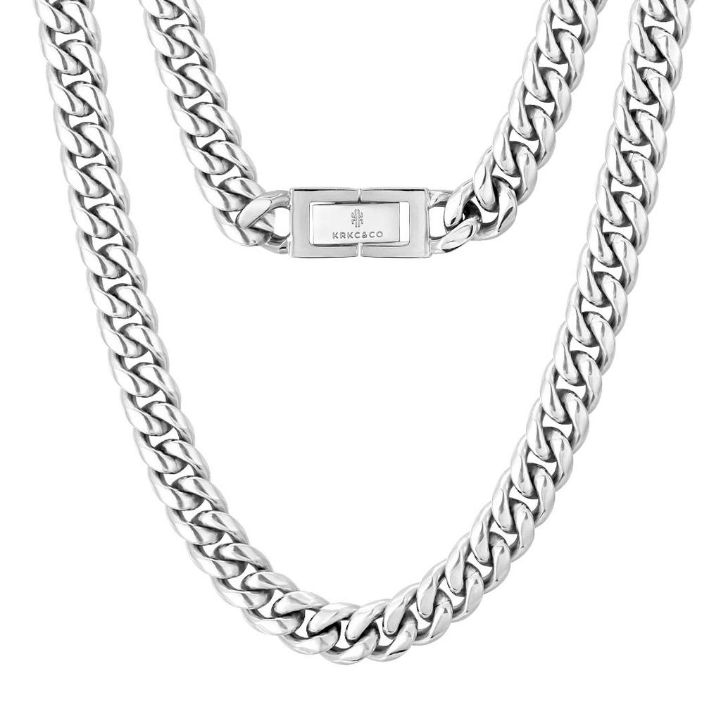 Width 10mm Kihei Necklace Cuban Chain Stainless Steel Necklace 18K Gold Plated Thick Kihei Chain Cut Necklace Link Choker Hip Hop Rapper Dancer B