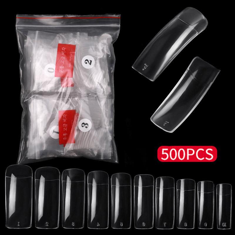 500 pcs/bag French Full Cover False Nail Tips Without Trace Acrylic Artificial Fake Nails Art Manicure Tools