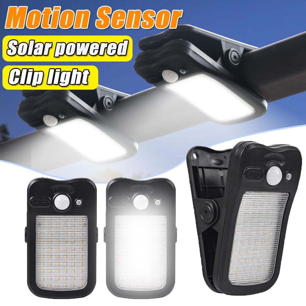 Solar Lights Outdoor Motion Sensor Lights with Clip IP44 Waterproof Wireless LED Spotlight for Fence Wall Pathway Garden Camping