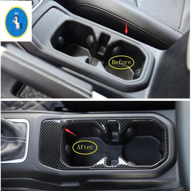 Matte Dekorationsblende für Becherhalter am Vordersitz, Verkleidung für Jeep Wrangler JL 2018 - ABS Innenraum-Umbaukit Zubehör