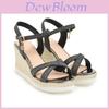 Elegant Women's Wedge Sandals With Shiny Diamante Ankle Strap For Summer