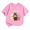 Kids Boys Girls 100% Cotton Short Sleeve O-Neck T-Shirt Cute 3 Adorable Rabbit Plush Doll Print Casual Soft Breathable Summer Basic Tops for Children