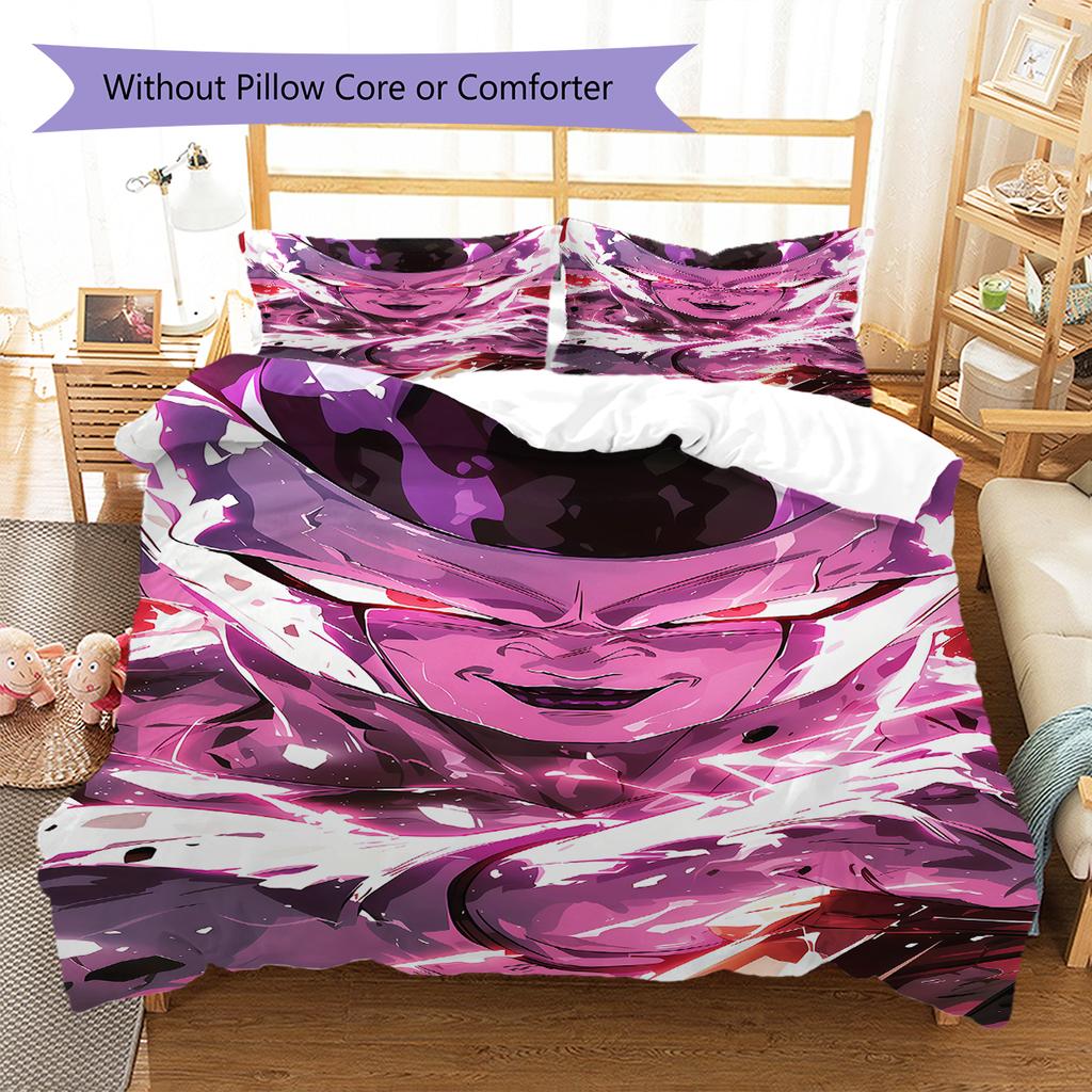 Frieza Pattern Bedding,Quilt Set Quilt Cover Pillowcase Home Birthday Gift (1 * Duvet Cover + 2 * Pillowcase, Without Core)