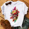 Camiseta De Arte Esttica Feminina De Flores De Caveira Roupas Punk Rock Camiseta Estampada Com Cavaleiro Roupas Fitness Vero 2020