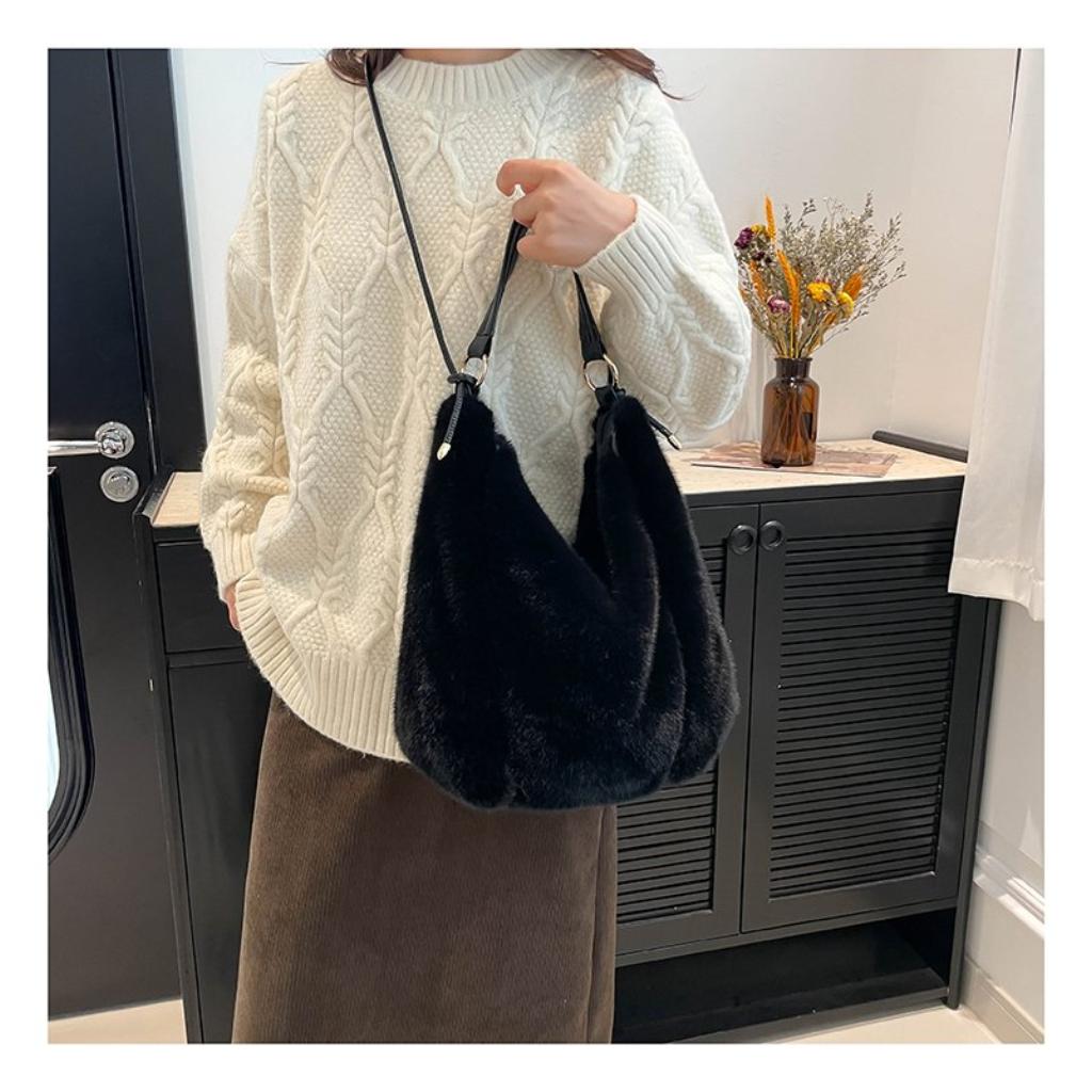 Tote Bag Women Plush Stitching Daily