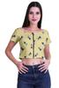 Moomaya Printed Boat Neck Womens Sexy Summer Tops Zip Front Viscose Crop Top