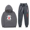 Mens Winter Warm Hooded Sweatshirt Pants Set Anime Inspired Casual Tracksuit Cotton Blend Thick Fleece Lined