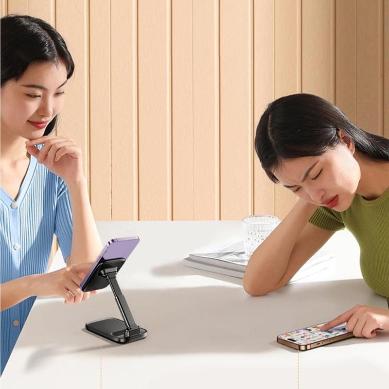 Phone Holder Universal Angle Adjustable Stand for Phone Tablet Tabletop Folding Support Cradle for Live Watching Video