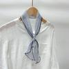 Summer Navy Blue Polka Dot Small Neck Tie Printing Linen Women's Long Scarf 10*103cm Striped Small Silk Scarf Neck Protection