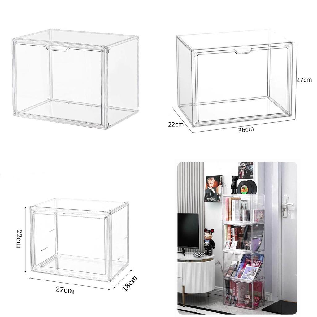 Transparent Plastic Book Storage Box With Lid For Cd Magazine Desktop Organizer