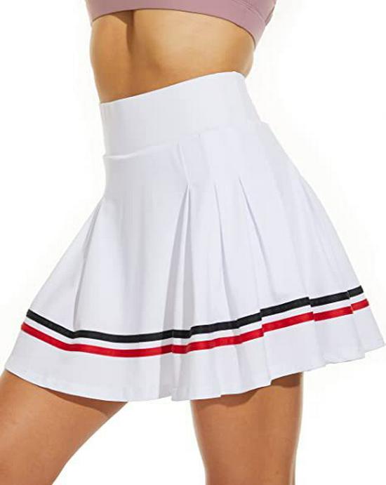Women's Pleated Tennis Skirt with Pockets and Built-in Shorts - High-Elastic Golf Sports Skort