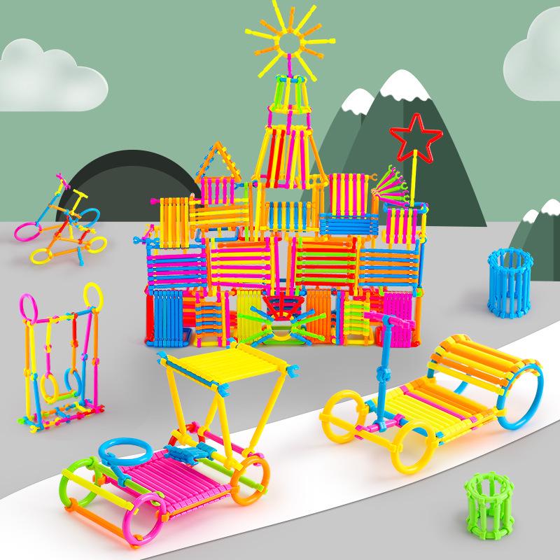 138-Piece Smart Stick Building Blocks for Children's Educational Desktop Insertion – Plastic Handmade Toys