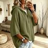 Maglione Casual da Donna con Cappuccio, Manica a Tre Quarti, Coulisse, Bottoni, Vestibilità Larga