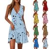 Ladies Casual Fashion V-Neck Sleeveless  Print Dress