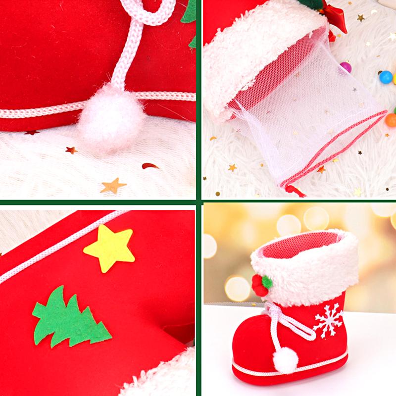 1Pcs Red Candy Boots Christmas Storage Box Christmas Candy Bag Christmas Gift Bag