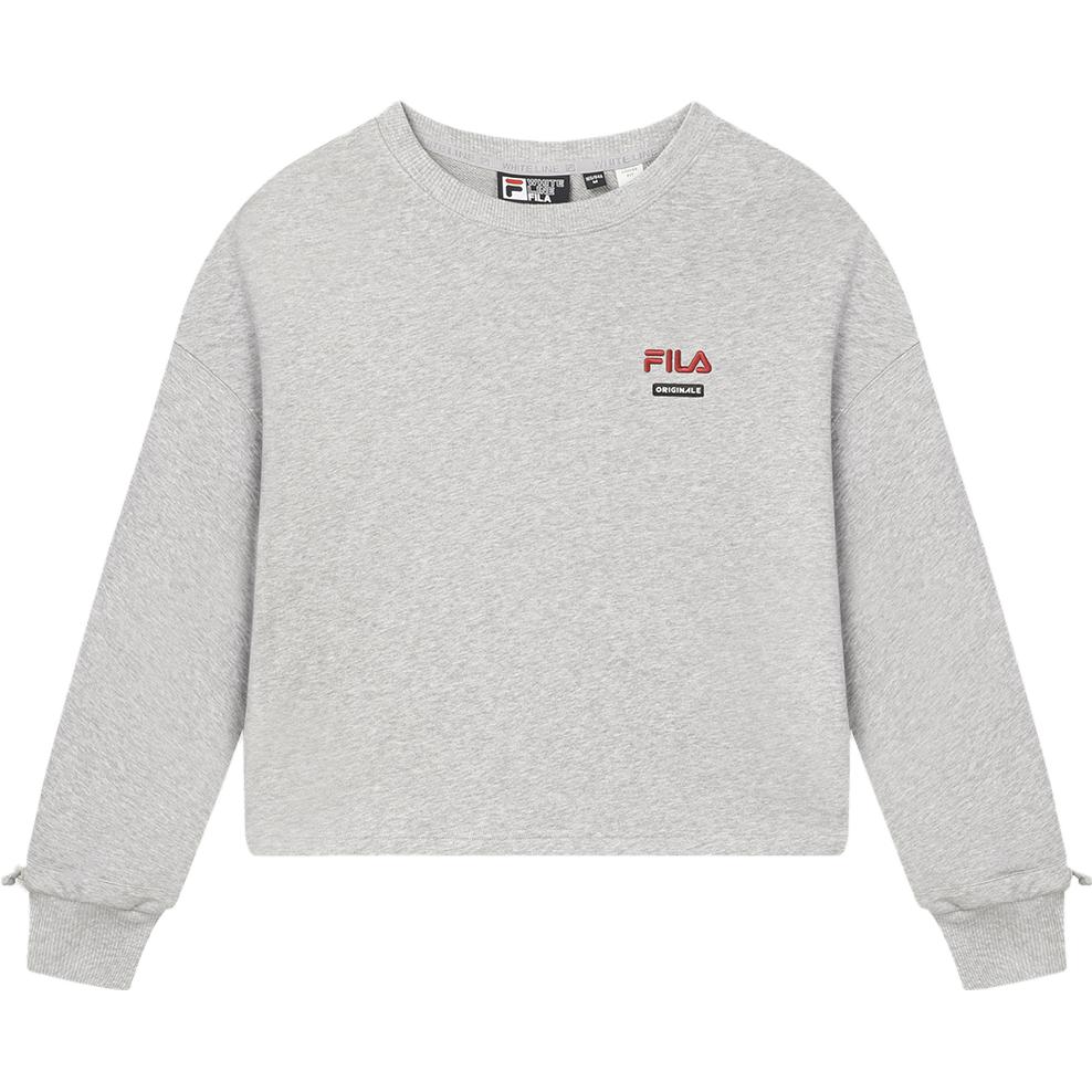 Fila 2023 Winter New Knit Pullover Fashion Casual Simple Loose Sweatshirt Women Sweatshirt Dark-Marble-Flower-Gray F51W349215A-MG