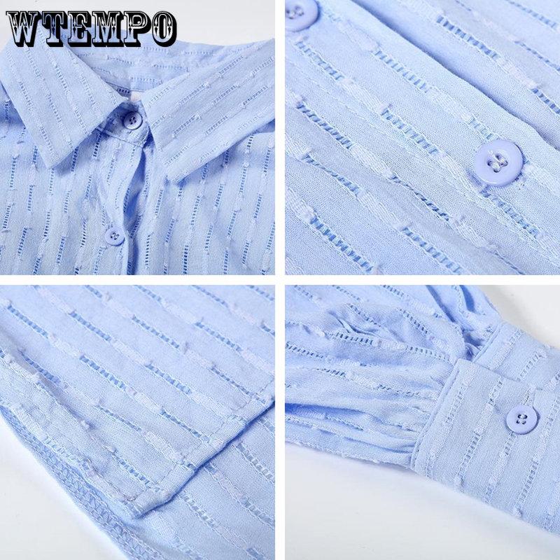 WTEMPO Completo Casual con Camicia Larga e Pantaloncini da Donna Set 2 Pezzi Set Blusa Bianca Pantaloncini Estate Maniche a Lanterna Outfit Femminili