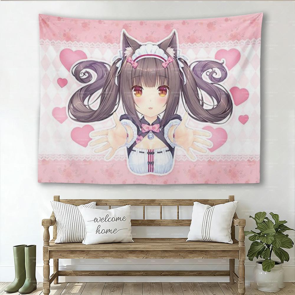 1 Stück Süßes Kawaii Anime Mädchen Wandteppich Cartoon Wandbehang Dekor für Wohnheim Schlafzimmer Perfektes Geschenk für Anime-Fans