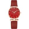 Rorios Women's Analog Quartz Watch Red Waterproof Leather Strap Casual Timepiece