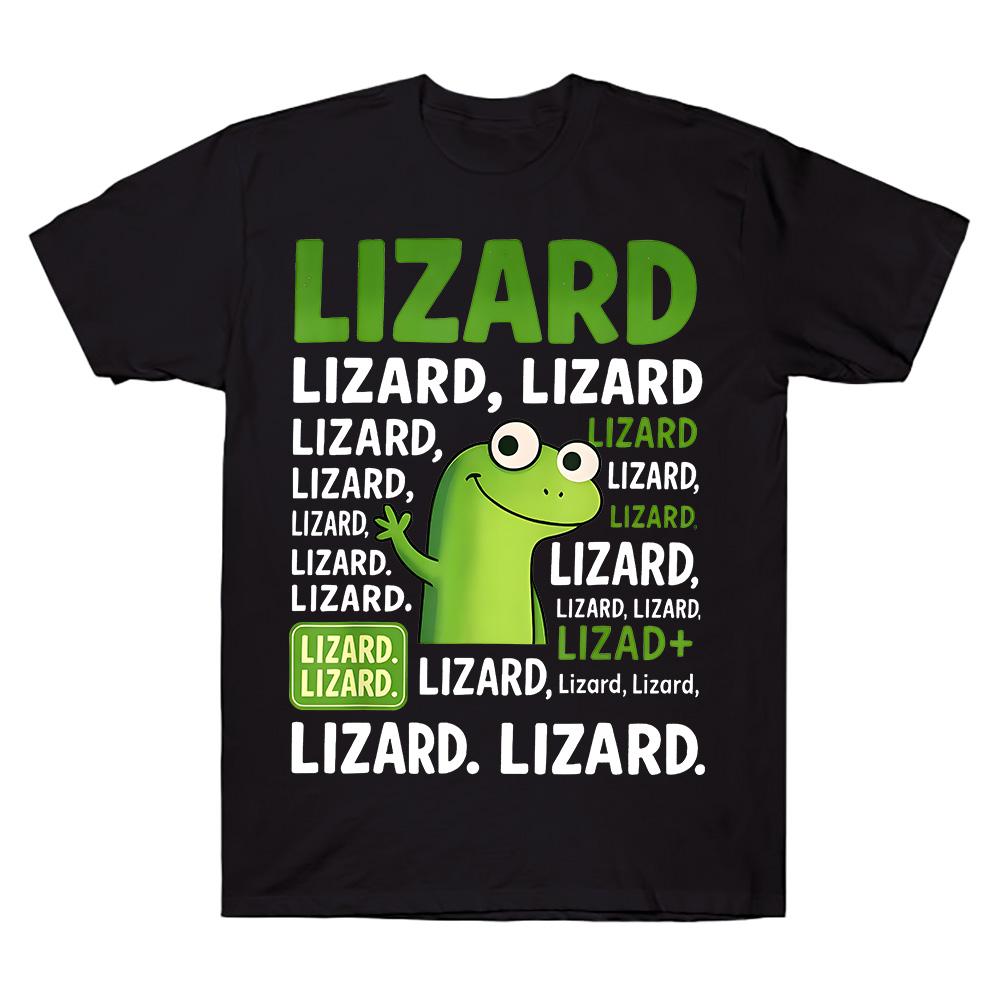 Lizard Meme T Shirts Viral Meme Lizard Cartoon Print Clothing Funny Meme Lizard Cotton Comfortable Tees Trendy Unisex T-shirts