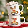 Personalisierte Hirsch-Weihnachts-Emaille-Tassen Benutzerdefinierter Name Heißer Kakao Schokolade Geschwister-Tasse Getränke Saft Tassen mit Griff Weihnachten Geschenke für Kind