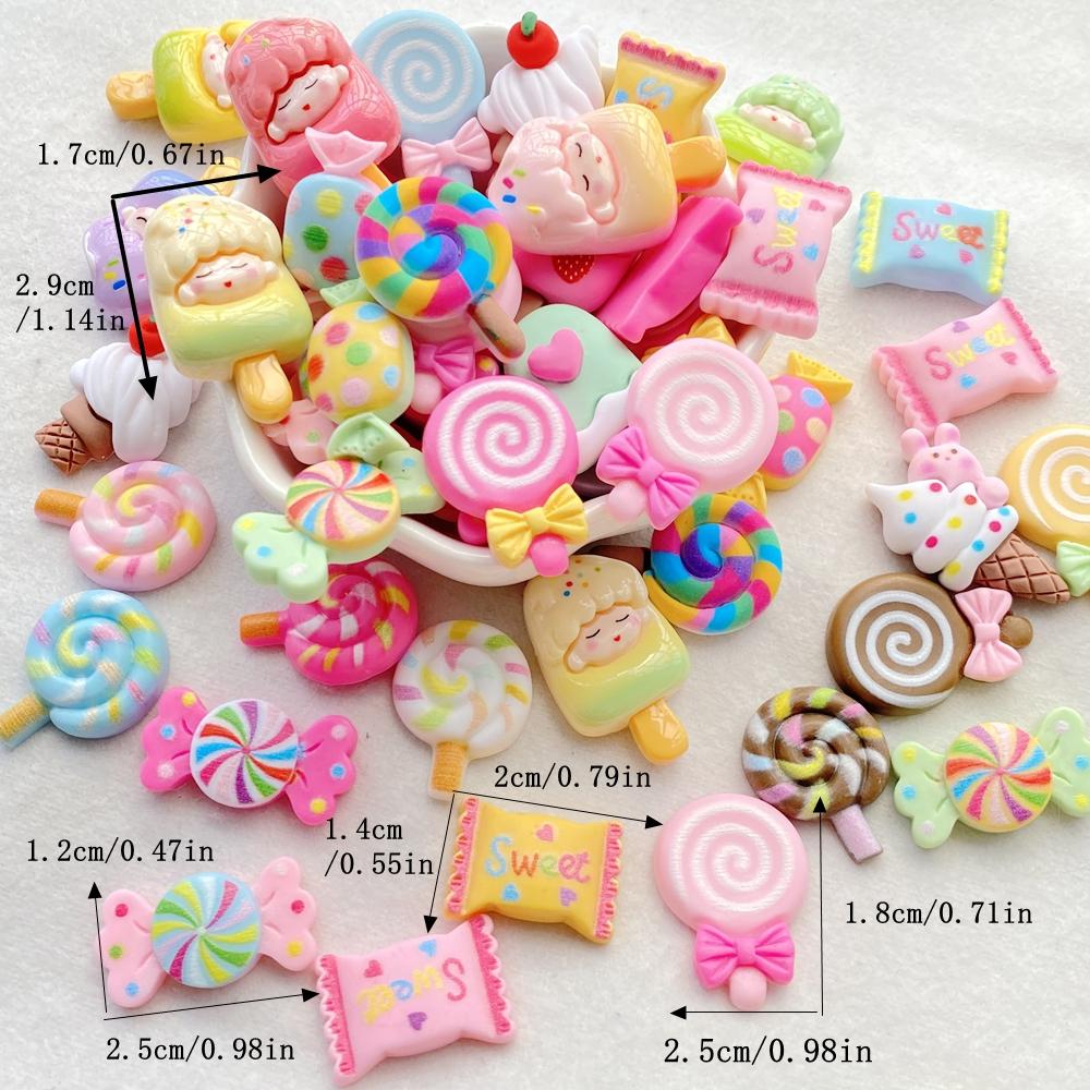 10 Cute Colored Flower Series Resin Doll Crafts Flat Bottom Corner Jewelry Making Hair Accessories