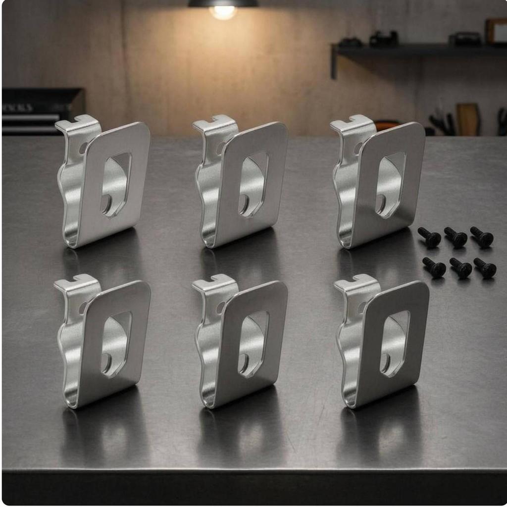 6 Pieces Stainless Steel Tool Hook with Screws Power Belt Clip