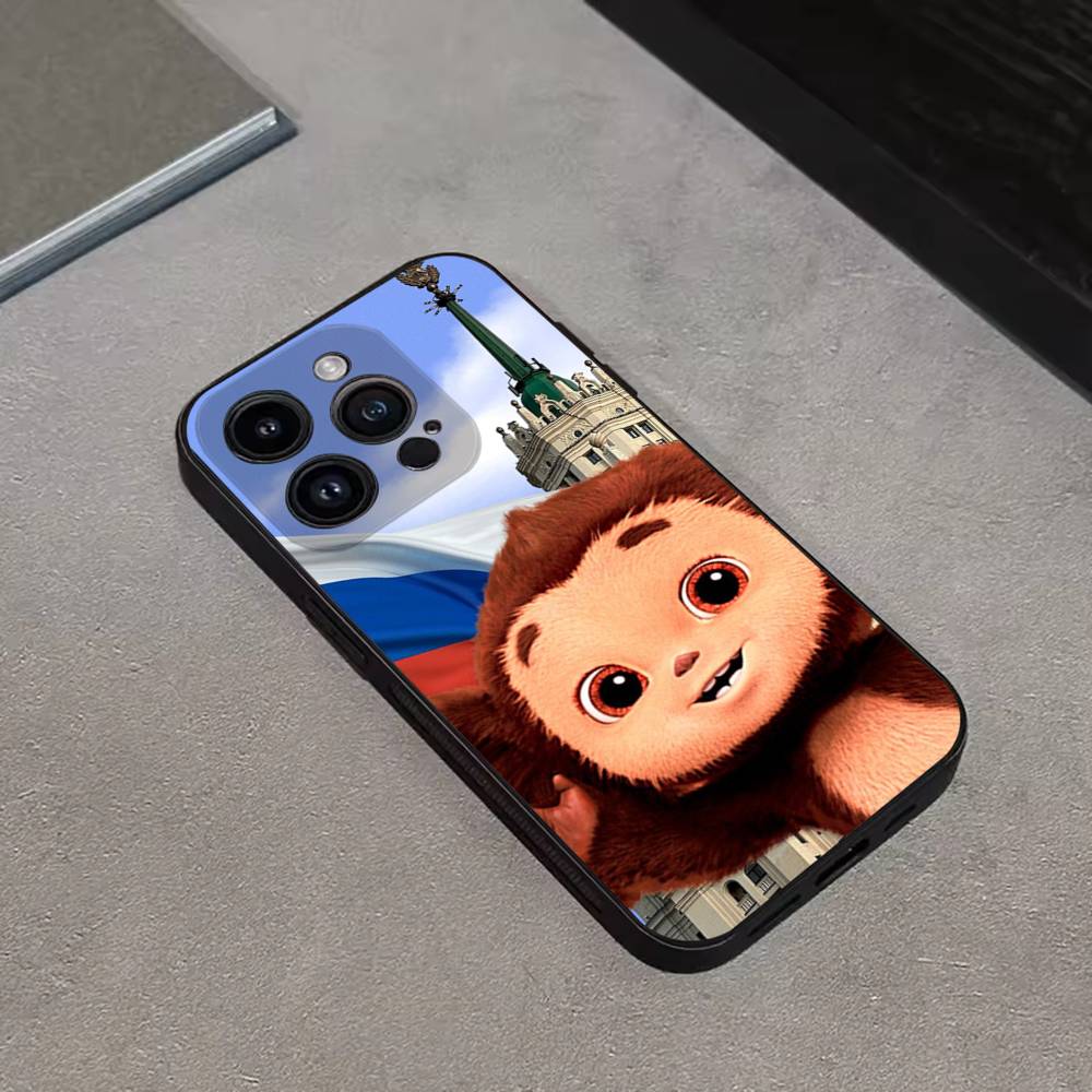 Cartoon C- Cheburashka-es Phone Case For iPhone 16,15,14,13,12,11 Plus,Pro Max,XS,X,XR,SE,Mini,8,7,Soft Silicone Black Cover