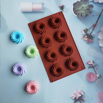 8 Grids Spiral Ice Cream Silicone Donuts Molds Non Stick Diy Pan Pastry Chocolate Muffins Maker Kitchen Accessories Home Tool