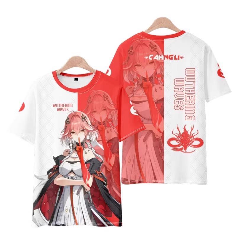 Tricouri Wuthering Waves Cartethyia Imprimate 3D Vară Bărbați Femei Mânecă Scurtă Gât Rotund Tricou Top Harajuku Y2k Anime Cosplay Costum