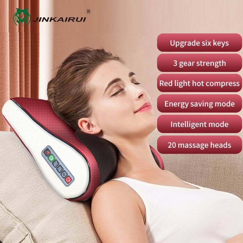 JINKAIRUI Shiatsu elettrico che impasta il collo, la trazione cervicale, il massaggiatore per il corpo, il cuscino per la schiena, con il dispositivo per il massaggio rilassante e riscaldante