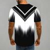 Women Short Sleeve Crew Neck T Shirt White Red Gradient Vertical Line Dot Abstract Print Top