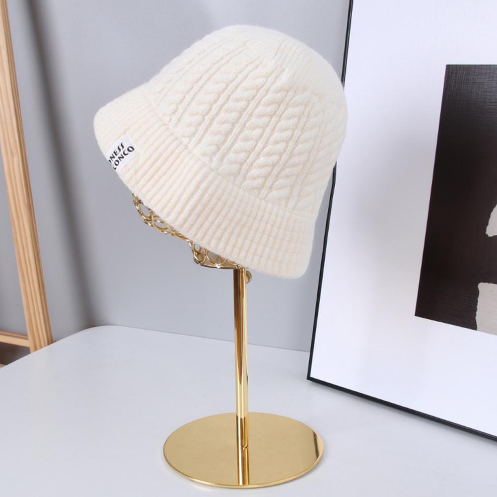 Winter Women Bucket Hat Fashion Solid Color Beanies Cap Large Head Circumference Hat
