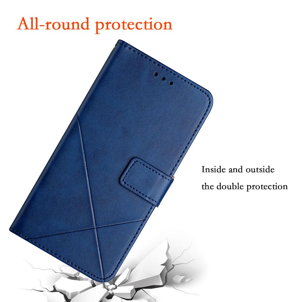 For iPhone 17 Pro Case Line Pattern Wallet Leather Phone Cover with Wrist Strap