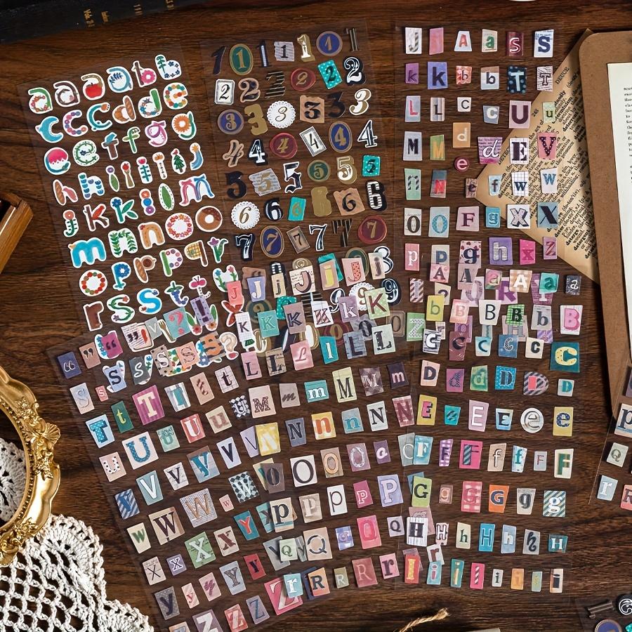 1 Set of Vintage Number Letter Stickers, Number Stickers for Scrapbooking, 6pcs Letter Stickers for Diary Decoration, Notebook