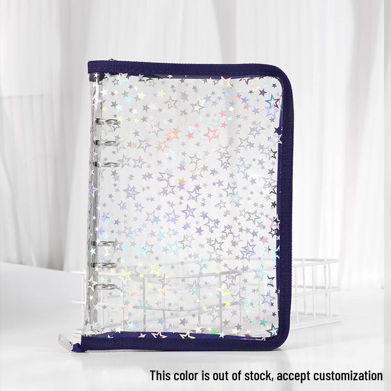 Caiet cu inele A5 Negru Detașabil cu Planificator de Valoare Ridicată și Album Carduri Japoneze în Carcasă Transparentă PVC