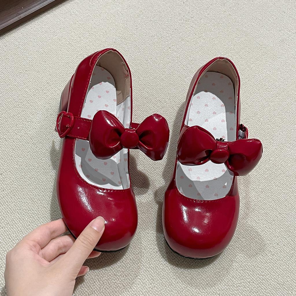 Fashion Butterfly-knot Women Mary Jane Shoes Elegant Round Toe Thick Heel Shoes Ladies Fashion Lolita Pumps Size 35-39 Zapatos De Mujer
