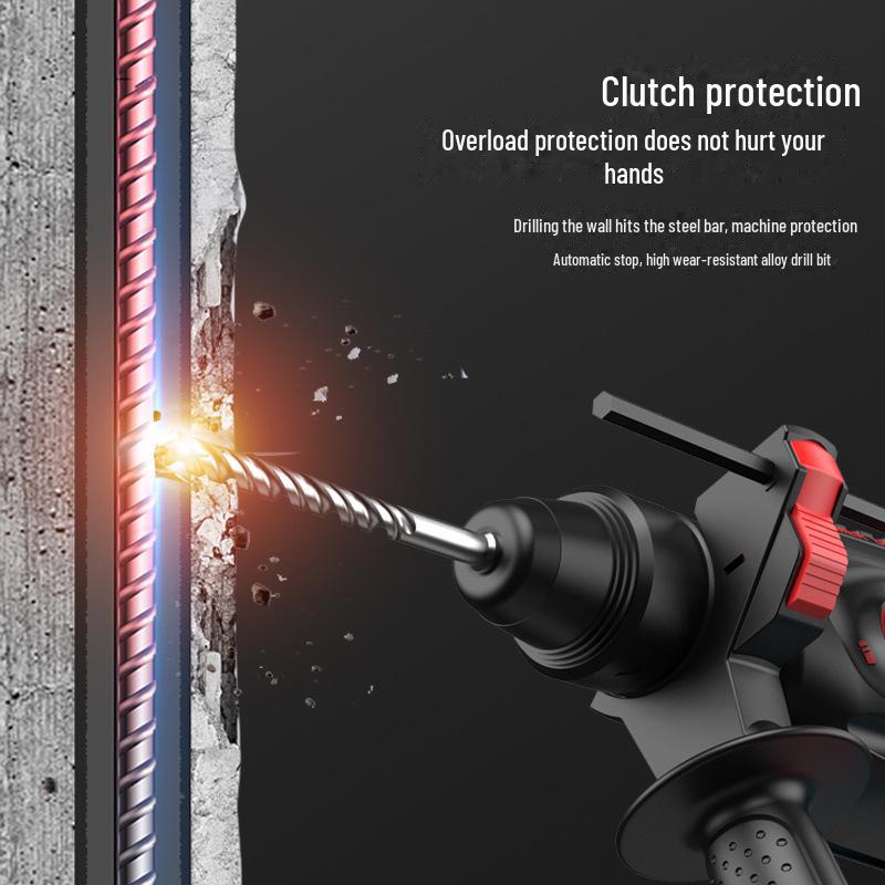 Ciocan rotopercutor electric reîncărcabil fără perii 21V, Impact wireless pentru beton de mare capacitate, Ciocan electric cu litiu cu dublă utilizare