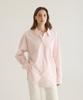Oteumilkape Oversized Striped Button-Up Shirt - Pink