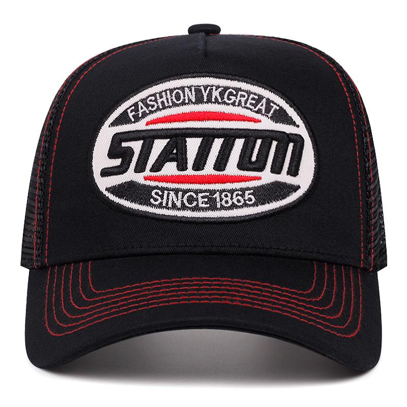 New Style Unisex Baseball Cap Classic STATION Letter Pattern Mesh Cap Men and Women Breathable Streetwear Summer Trucker Hat
