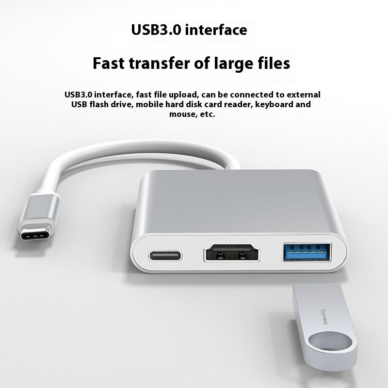 1ks Typ C Na Hd Konvertor Rozšiřující Otg Adaptér 3 V 1 Typ C 3.0 Hub S Hdmi 4K Rozbočovačem Čtečka Karet USB Disku PD Nabíjecí Dok