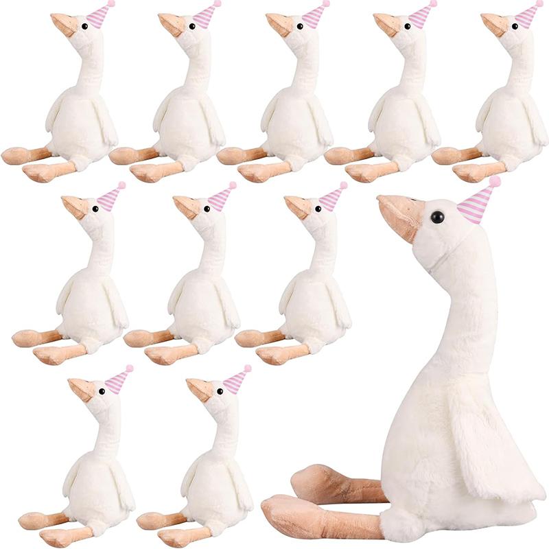 6/10/16Pcs One Silly Goose Birthday Decor 11.8 Inch Goose Stuffed Animal With Pink/Blue Hats Mini Birthday Party Hats 30cm