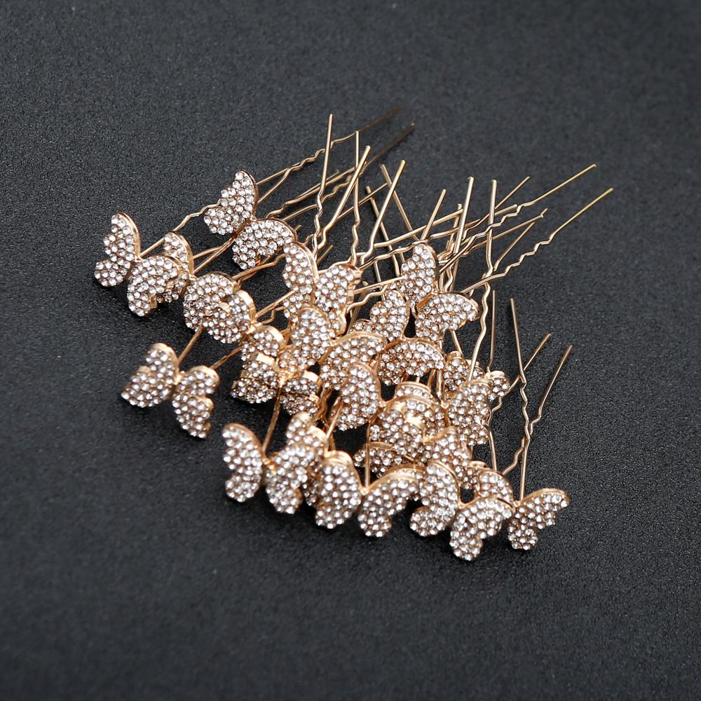 20pcs Delicate Fashion Hair Accessories Alloy Floral Rhinestone Hair Sticks Vintage Hanfu Butterfly Hair Performance Headpieces