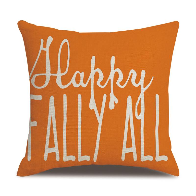 Thanksgiving Linen Pillowcase Autumn Pumpkin Print Pillow Cushion Cover