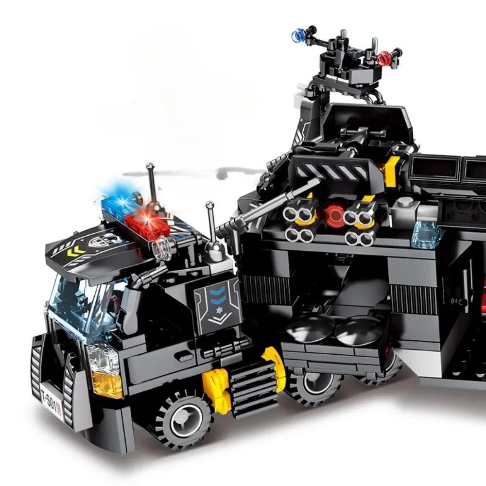 City Police Station SWAT Team Military Building Blocks DIY Car Fighting Robot Model Toy for Kids Birthday Boys Gifts
