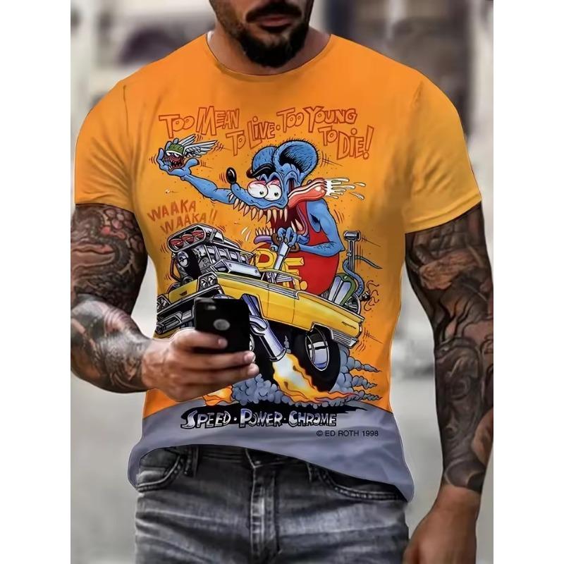 Funny Men's T-shirt Summer Outdoor Round Neck Short Sleeve Top Cartoon 3DPrint Street Loose T-shirt Men's Oversized Clothing