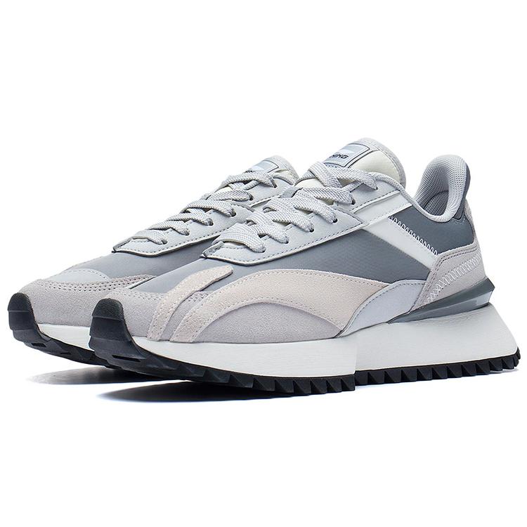 Li Ning Zaiwu Cushioning Slip Resistant Abrasion Resistant Lightweight Low top Sports Casual Shoes Men's White Gray AGCS261-5